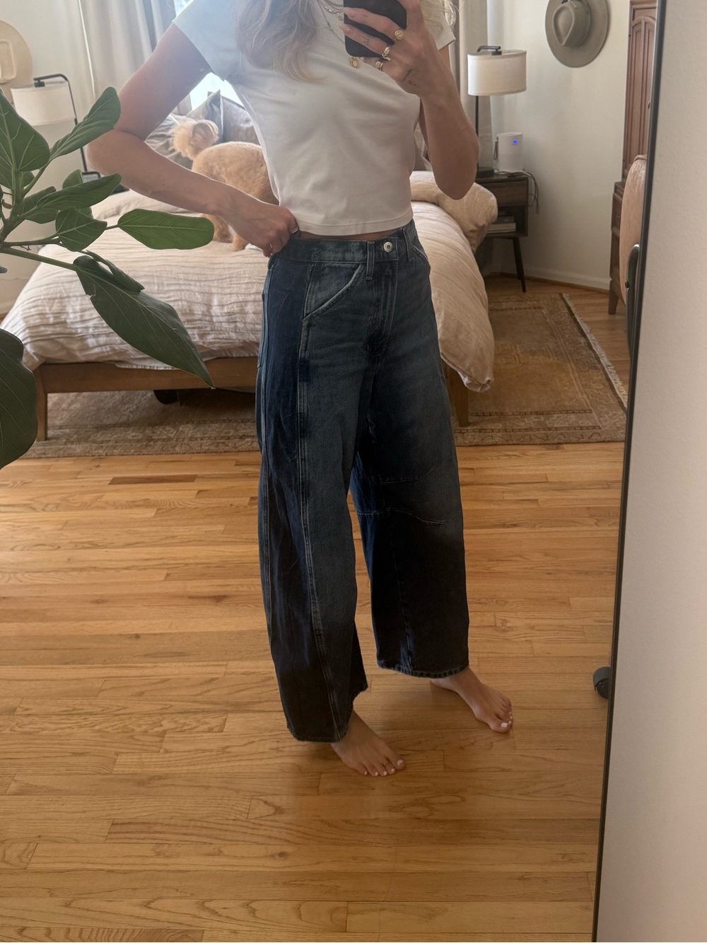 Joe's Jeans Dark Indigo Wide-Leg Patchwork Jeans